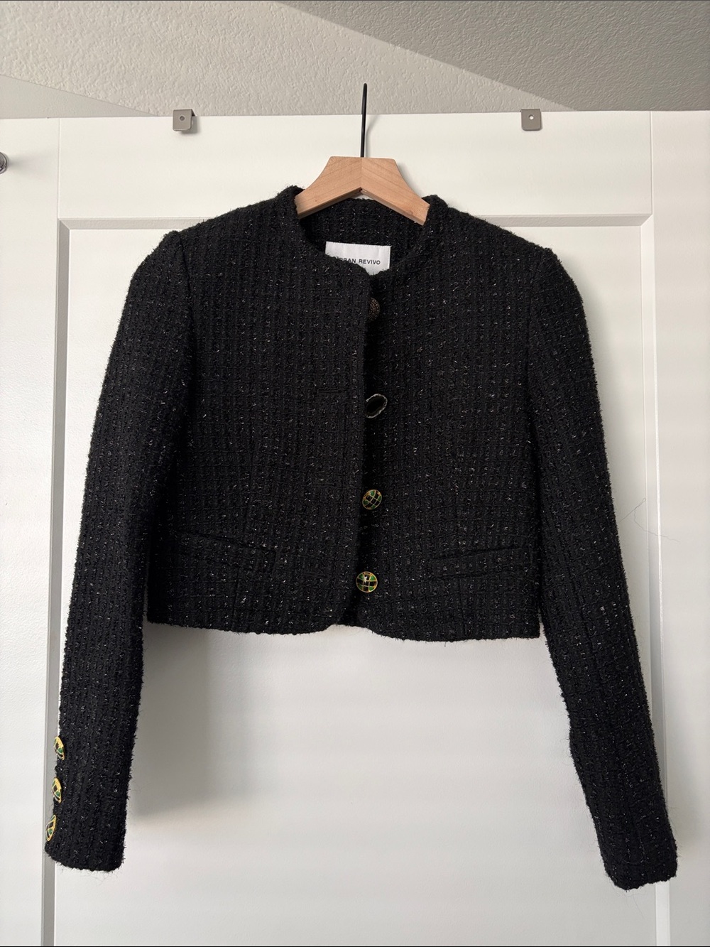 Urban Revivo Black Tweed Cropped Jacket